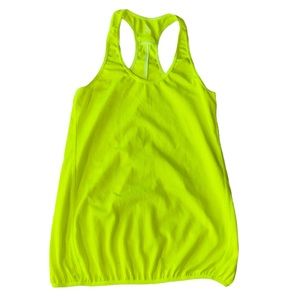 H&M Sport Neon Yellow Printed Racer Back Mesh Tank w Elastic Bottom Size XS